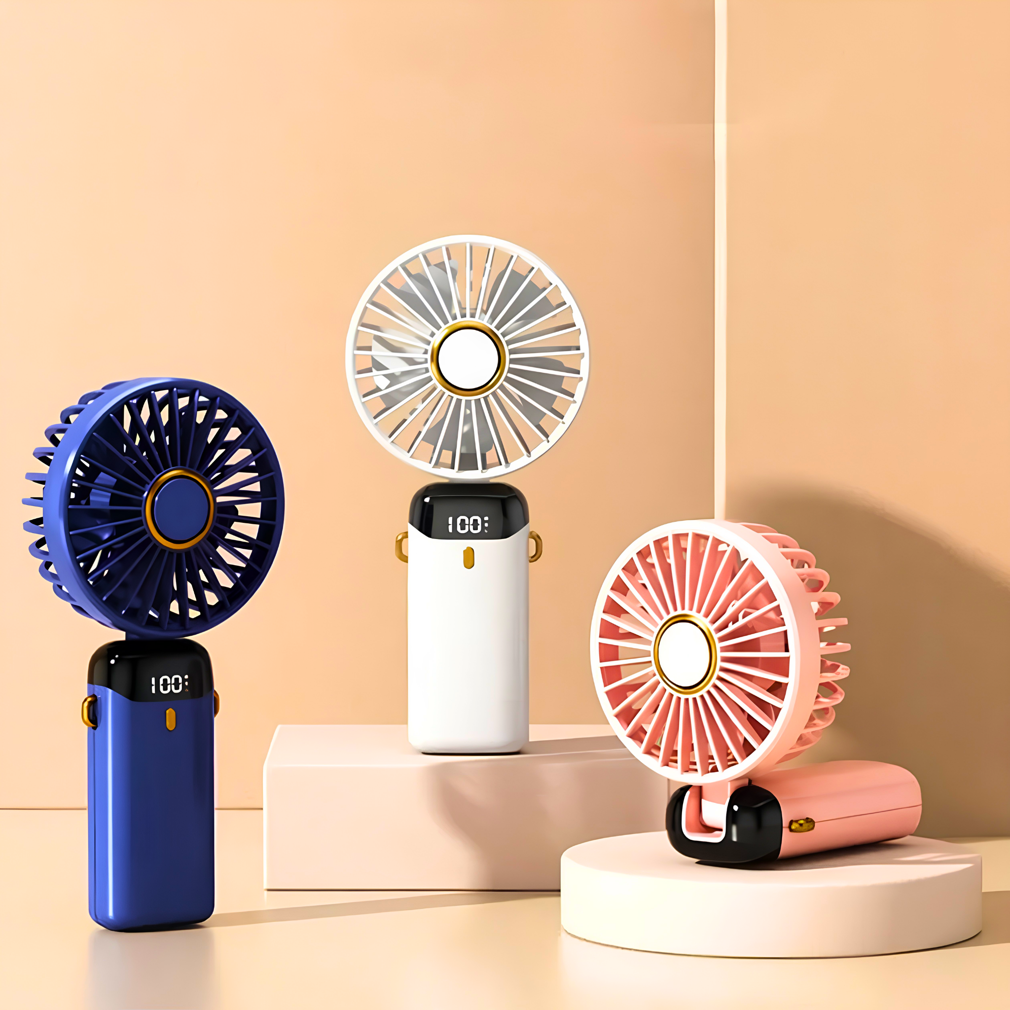 5-Speed Rechargeable Hand Fan with LED Display  Portable USB Digital Handy Fan for Kids, School & Office