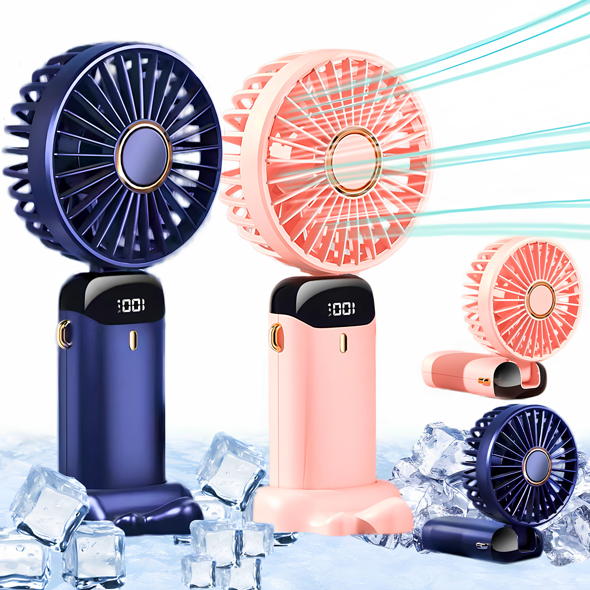 5-Speed Rechargeable Hand Fan with LED Display  Portable USB Digital Handy Fan for Kids, School & Office