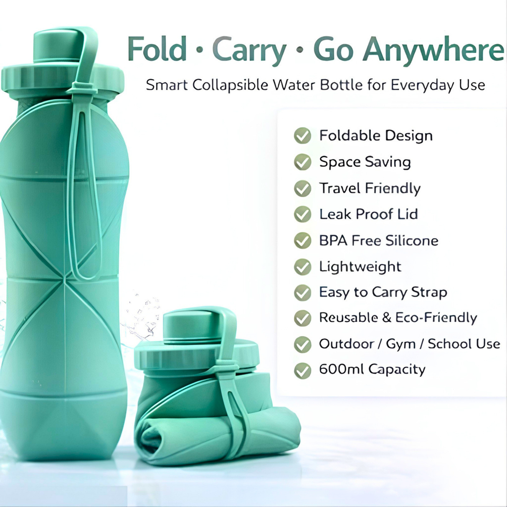 600ml Collapsible Silicon Travel Bottle - Portable & Foldable