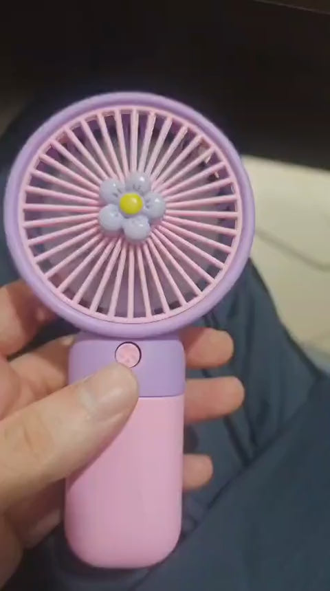 3-Speed Rechargeable Mini Hand Fan with Stand | Portable USB Handheld Cooling Fan for Kids, School Students & Office Desk
